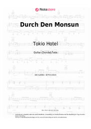 Noten, Akkorde Tokio Hotel - Durch Den Monsun