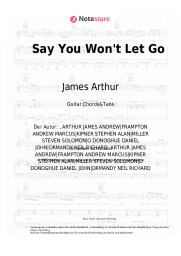 Noten, Akkorde James Arthur - Say You Won't Let Go