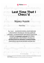 Noten, Akkorde Nipsey Hussle, YG - Last Time That I Checc’d