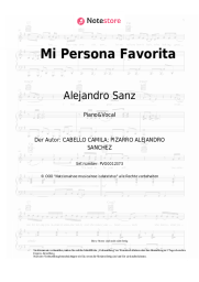 Noten, Akkorde Alejandro Sanz, Camila Cabello - Mi Persona Favorita