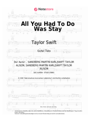 undefined Taylor Swift - All You Had To Do Was Stay