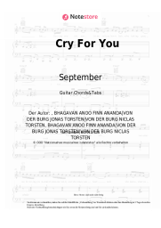 Noten, Akkorde September - Cry For You