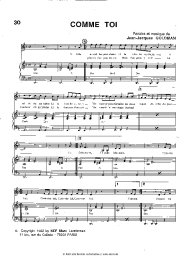 Noten, Akkorde Jean-Jacques Goldman - Comme Toi