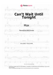 Noten, Akkorde Max - Can’t Wait Until Tonight