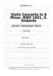 Noten, Akkorde Johann Sebastian Bach - Violin Concerto In A Minor, BWV 1041, II. Andante