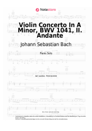 Noten, Akkorde Johann Sebastian Bach - Violin Concerto In A Minor, BWV 1041, II. Andante