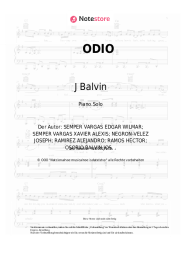 Noten, Akkorde J Balvin, Bad Bunny - ODIO