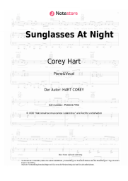 Noten, Akkorde Corey Hart - Sunglasses At Night