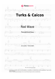 Noten, Akkorde Rod Wave, 21 Savage - Turks & Caicos