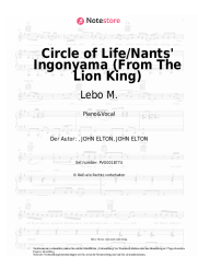 Noten, Akkorde Lebo M., Carmen Twillie, Elton John - Circle of Life/Nants' Ingonyama (From The Lion King)