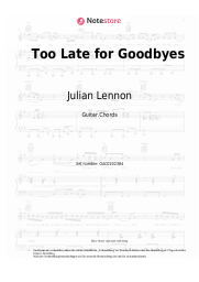 Noten, Akkorde Julian Lennon - Too Late for Goodbyes
