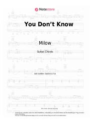 Noten, Akkorde Milow - You Don’t Know