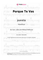 Noten, Akkorde Jeanette - Porque Te Vas