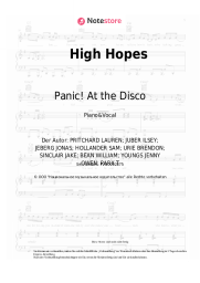 Noten, Akkorde Panic! At the Disco - High Hopes