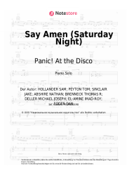 Noten, Akkorde Panic! At the Disco - Say Amen (Saturday Night)