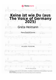 Noten, Akkorde Greta Heimann - Keine ist wie Du (aus The Voice of Germany 2025)