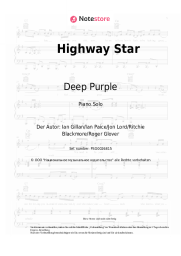 Noten, Akkorde Deep Purple - Highway Star