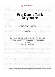 Noten, Akkorde Charlie Puth, Selena Gomez - We Don't Talk Anymore