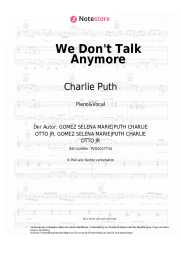 Noten, Akkorde Charlie Puth, Selena Gomez - We Don't Talk Anymore