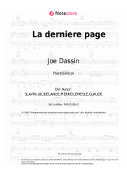 Noten, Akkorde Joe Dassin - La derniere page