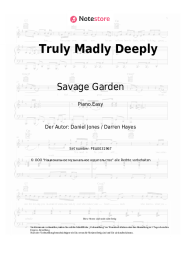Noten, Akkorde Savage Garden - Truly Madly Deeply