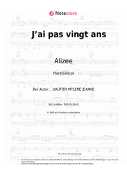 Noten, Akkorde Alizee - J’ai pas vingt ans