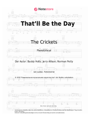 Noten, Akkorde The Crickets, Buddy Holly - That’ll Be the Day