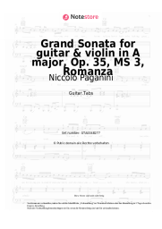 Noten, Akkorde Niccolo Paganini - Grand Sonata for guitar & violin in A major, Op. 35, MS 3, Romanza