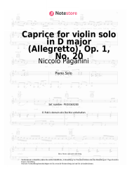 Noten, Akkorde Niccolo Paganini - Caprice for violin solo in D major (Allegretto), Op. 1, No. 20 