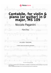 Noten, Akkorde Niccolo Paganini - Cantabile, for violin & piano (or guitar) in D major, MS 109
