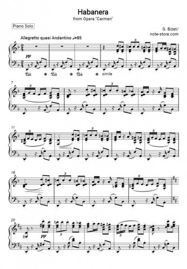 Noten, Akkorde Georges Bizet - Habanera (from the opera Carmen)