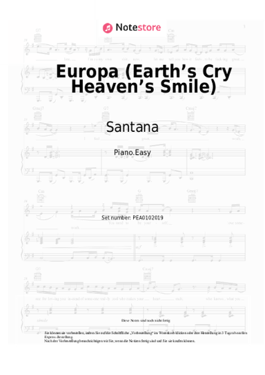 Noten, Akkorde Santana - Europa (Earth’s Cry Heaven’s Smile)