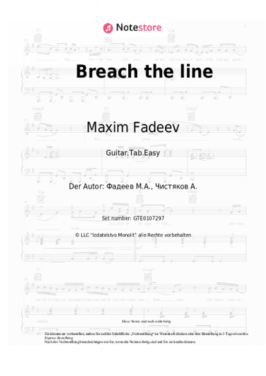 Noten, Akkorde Maxim Fadeev - Breach the line (OST 'Савва. Сердце воина')