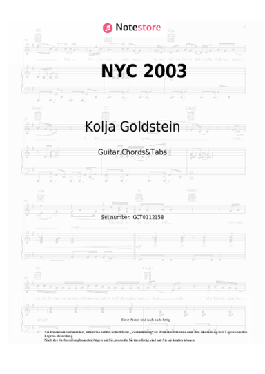 Noten, Akkorde Kolja Goldstein - NYC 2003