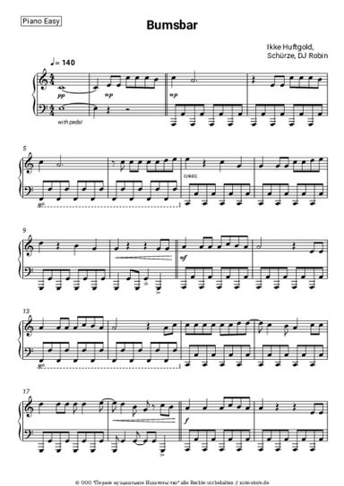 Noten, Akkorde Ikke Huftgold, Schürze, DJ Robin - Bumsbar