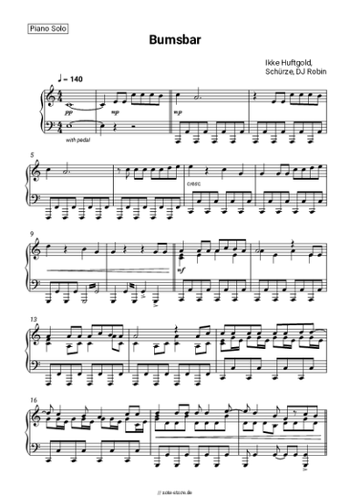 Noten, Akkorde Ikke Huftgold, Schürze, DJ Robin - Bumsbar