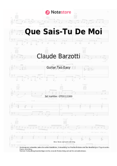 Noten, Akkorde Claude Barzotti - Que Sais-Tu De Moi