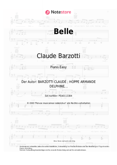 Noten, Akkorde Claude Barzotti - Belle