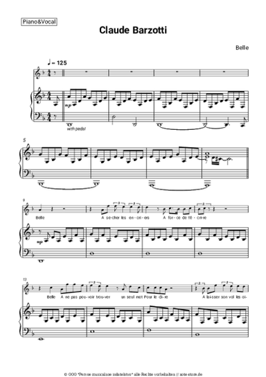 Noten, Akkorde Claude Barzotti - Belle