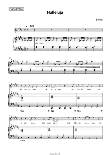 Noten, Akkorde Brings - Halleluja