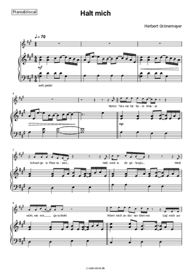 Noten, Akkorde Herbert Grönemeyer - Halt mich