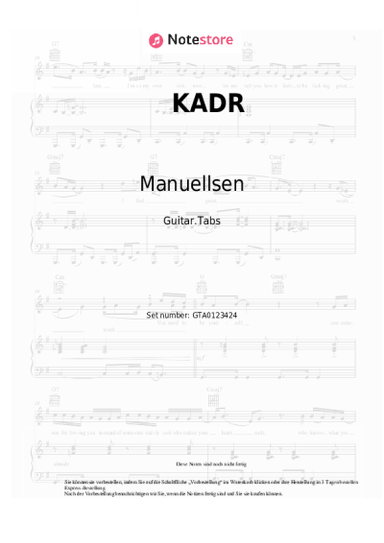 Noten, Akkorde Manuellsen, Kolja Goldstein - KADR