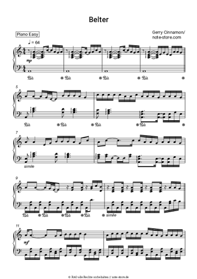 Noten, Akkorde Gerry Cinnamon - Belter