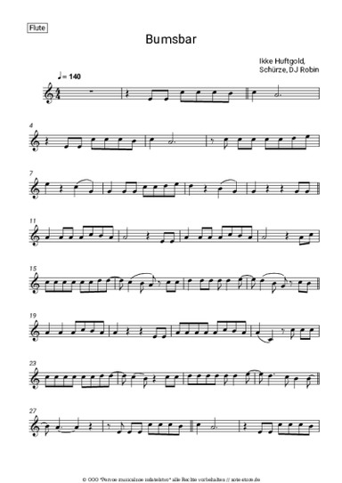 Noten, Akkorde Ikke Huftgold, Schürze, DJ Robin - Bumsbar