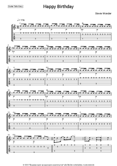 Noten, Akkorde Stevie Wonder - Happy Birthday