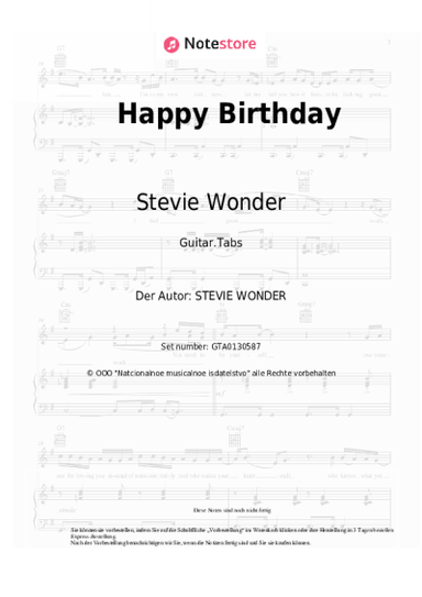 Noten, Akkorde Stevie Wonder - Happy Birthday