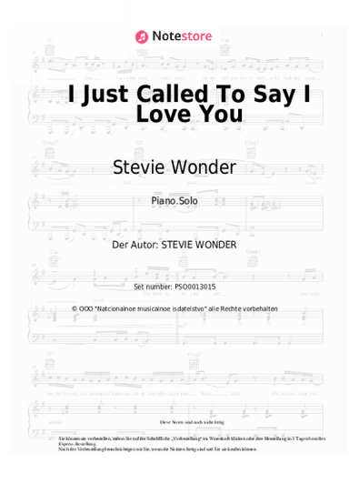 Noten, Akkorde Stevie Wonder - I Just Called To Say I Love You