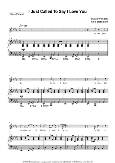 Noten, Akkorde Stevie Wonder - I Just Called To Say I Love You