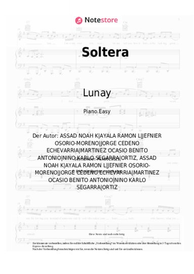 Noten, Akkorde Lunay, Daddy Yankee, Bad Bunny - Soltera