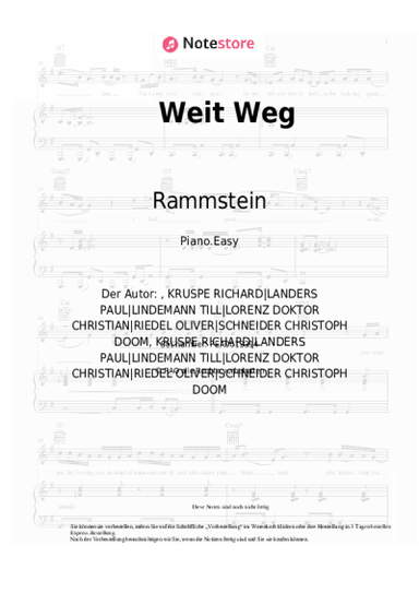 Noten, Akkorde Rammstein - Weit Weg